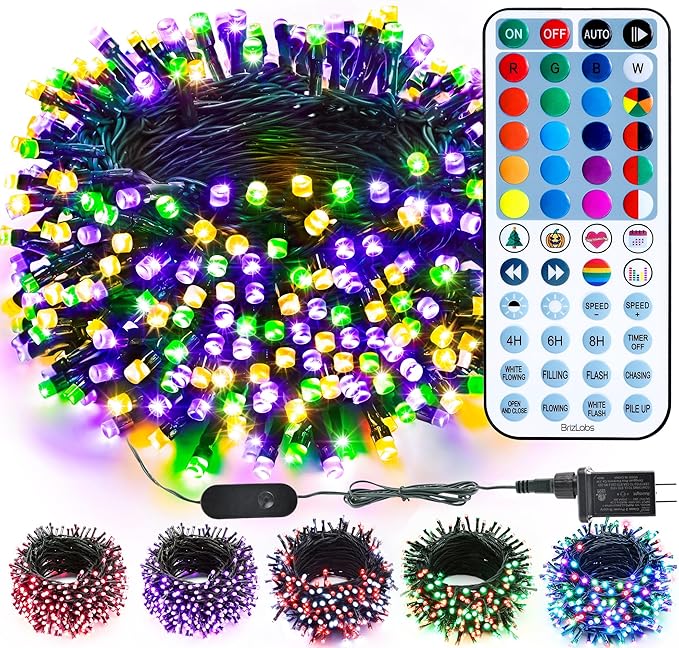 Brizled Color Changing Mardi Gras Lights, 66ft 200 LED RGB String Lights Music Sync, 120+ Modes Remote Dimmable Outdoor Ch...