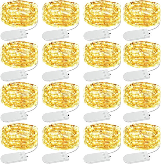 Olafus 16 Pack Christmas Fairy Lights Battery Operated Warm White, Halloween Small String Lights Copper Wire 20 LED 7ft, I...