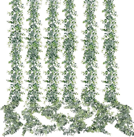 Sggvecsy Artificial Eucalyptus Garland 6 Pack Fake Eucalyptus Greenery Garland Faux Hanging Plants Artificial Vines, 5.6 F...