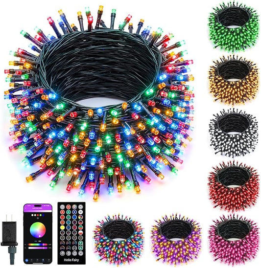 Minetom 82ft 250LED Color Changing Christmas Halloween Tree Lights, LED RGB String Twinkle Lights, 16 Milion Adjustable Co...