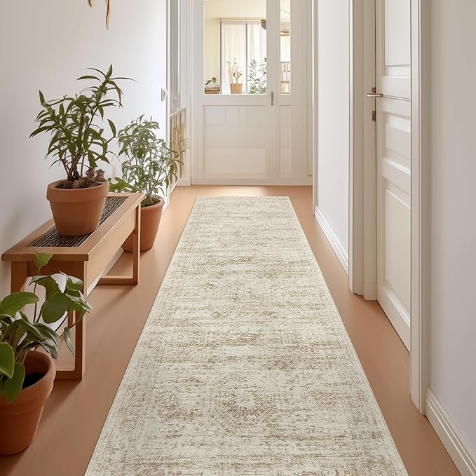 Restydon Rug Runners for Hallways Non Slip - 2x8 Runner Rug for Bedroom, Washable Runner with Rubber Backing, Soft Low-Pil...