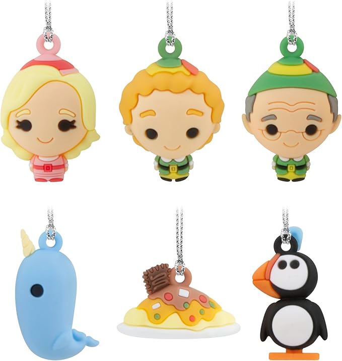 Hallmark Elf Mini Christmas Ornaments, Shatterproof, Set of 6, Christmas Movie Gifts