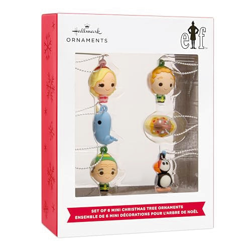 Hallmark Elf Mini Christmas Ornaments, Shatterproof, Set of 6, Christmas Movie Gifts