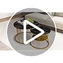Round Nesting Coffee Tables Set: Black Gold Marble Coffee Table Set of 2 - Modern Metal Stacking Side Table for Living Roo...